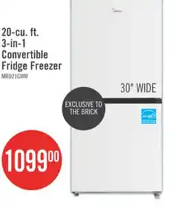 The Brick Midea 20 Cu. Ft. 3-in-1 Convertible Refrigerator-Freezer - White - MRU21C7BWW offer