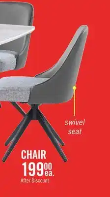 The Brick Bari Dining Chair with Vegan-Leather & Linen-Look Fabric, Swivel-Seat, Metal - Grey offer