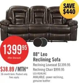 The Brick Leo 87.5 Leather-Look Fabric Reclining Sofa - Walnut Brown offer