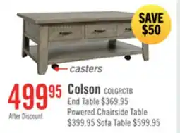 The Brick Colson 50 Rustic Coffee Table with Storage, Shelf and Casters - Driftwood offer