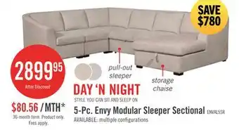 The Brick Envy 5-Piece Right-Facing Chenille Fabric Sleeper Sectional with Storage Chaise - Almond Beige offer