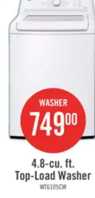 The Brick LG 4.8 Cu. Ft. Top-Load High-Efficiency Washer - White - WT6105CW offer