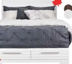 The Brick Olivia Platform Storage Bed with Headboard & Frame, Made in Canada, White - Queen Size offer