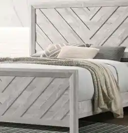 The Brick Lark Panel Bed with Headboard & Frame, Chevron Pattern, Rustic White - Queen Size offer
