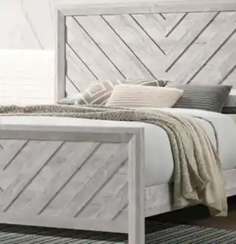 The Brick Lark Panel Bed with Headboard & Frame, Chevron Pattern, Rustic White - Queen Size offer