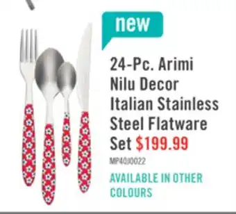 The Brick Arimi Nilu Decor Italian Stainless Steel 24 Piece Flatware Set - Service For 6 - Flower Red Handle offer