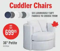 The Brick Made in Canada Petite 36 Chenille Fabric Swivel Cuddler Accent Chair - Teddy Star Grey offer