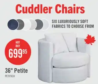 The Brick Made in Canada Petite 36 Chenille Fabric Swivel Cuddler Accent Chair - Teddy Star Grey offer