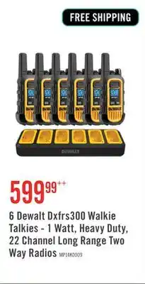 The Brick 6 Dewalt Dxfrs300 Walkie Talkies - 1 Watt, Heavy Duty, 22 Channel Long Range Two Way Radios offer