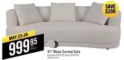 The Brick Moon 91 Fabric Curved Sofa with Accent Pillows - Wooly Almond White offer