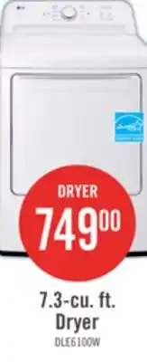The Brick LG 7.3 Cu. Ft. Electric Dryer - White - DLE6100W offer