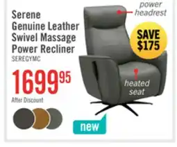The Brick Serene 31 Genuine Leather Power Reclining Massage Chair with Power Headrest and Heated Seat - Grey offer