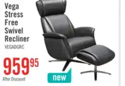 The Brick Vega 29.5 Faux Leather Stress Free Swivel Reclining Chair with Footrest and Aluminum Legs - Grey offer