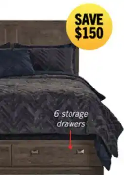 The Brick Yorkdale 6-Drawer Platform Bed with Headboard & Storage Frame, Made in Canada, Grey - Queen Size offer