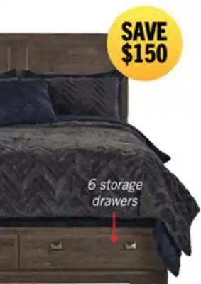The Brick Yorkdale 6-Drawer Platform Bed with Headboard & Storage Frame, Made in Canada, Grey - Queen Size offer