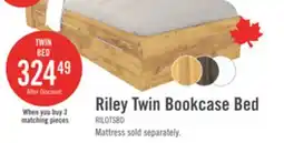 The Brick Riley Mates Bed with Bookcase Headboard Set for Kids, Made in Canada, Natural - Twin Size offer
