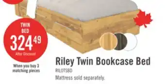 The Brick Riley Mates Bed with Bookcase Headboard Set for Kids, Made in Canada, Natural - Twin Size offer