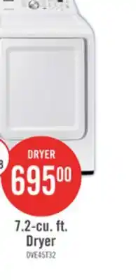 The Brick Samsung 7.4 Cu. Ft. Electric Dryer - White - DVE45T3200W/AC offer