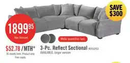 The Brick Reflect 3-Piece Chenille Fabric Sectional with Reversible Back Cushions and Wood Legs - Grey offer