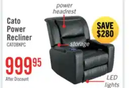 The Brick Cato 36.50 Leather-Look Fabric Power Reclining Chair with Power Headrest and Dual Cupholders - Black offer