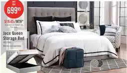 The Brick Jace Upholstered Storage Platform Bed in Taupe Fabric, Tufted - Queen Size offer