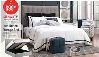The Brick Jace Upholstered Storage Platform Bed in Taupe Fabric, Tufted - Queen Size offer