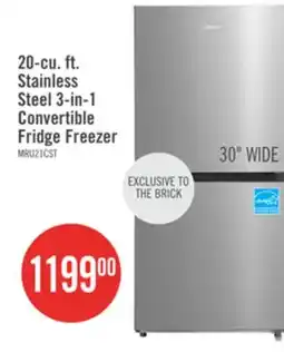 The Brick Midea 20 Cu. Ft. 3-in-1 Convertible Refrigerator-Freezer - Stainless Steel - MRU21C7BST offer