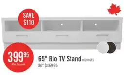 The Brick Rio 65 Modern TV Stand with Storage and Cable Management for TVs up to 75- White offer
