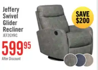 The Brick Jeffry 30.3 Velvet Fabric Swivel Glider Reclining Chair - Grey offer