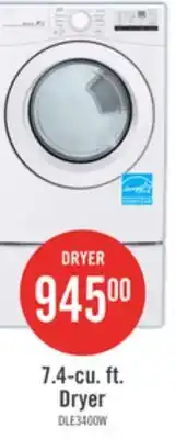 The Brick LG 7.4 Cu. Ft. Electric Dryer - White - Stackable - DLE3400W offer