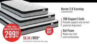 The Brick Springwall Huron 2.0 Eurotop Twin Mattress offer