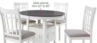 The Brick Dena 5pc Dining Set with Table & Chairs, 42-60W Extension, Round - Dove Grey offer