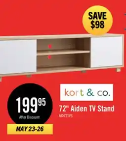 The Brick Kort & Co. Aiden 72 TV Stand with Storage and Cable Management for TVs up to 80- Natural and White offer