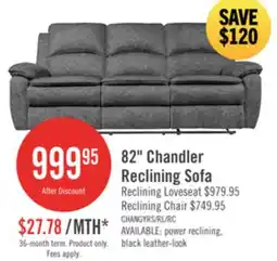 The Brick Chandler 82 Chenille Fabric Reclining Sofa - Grey offer