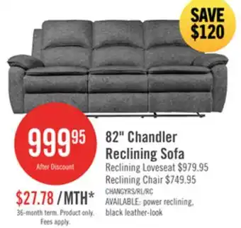 The Brick Chandler 82 Chenille Fabric Reclining Sofa - Grey offer