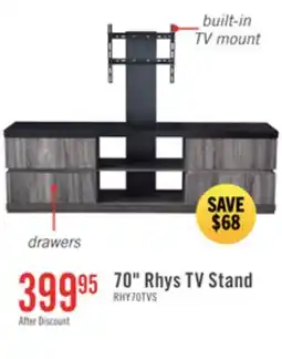 The Brick Rhys 70 Modern TV Stand with Mount, Storage and Cable Management for TVs up to 80- Distressed Grey offer