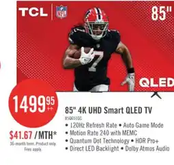 The Brick TCL 85 QLED Pro 4K UHD HDR Pro+ 120Hz Google Smart TV (85Q651G-CA) offer