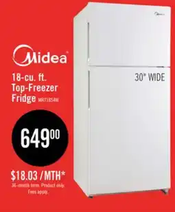 The Brick Midea 18 Cu. Ft. Top-Freezer Refrigerator - MRT18S4AWW offer