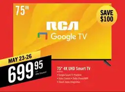 The Brick RCA 75 4K HDR Smart Google TV offer