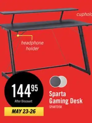 The Brick Sparta 48 Gaming Office Desk with Raised Monitor Shelf - Black with Red Accents offer