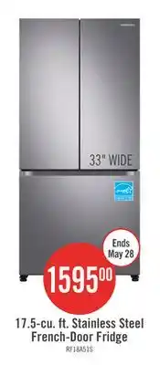 The Brick Samsung 33 17.5 Cu. Ft. Counter-Depth French-Door Refrigerator - Stainless Steel - RF18A5101SR/AA offer