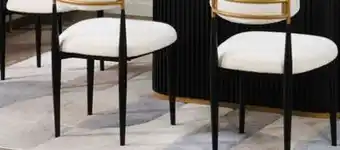 The Brick Kort & Co. Capri 7pc Dining Set with Table & 6 Chairs, Gold Accent, Pedestal Base, 72W - White offer