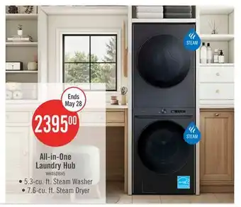 The Brick Samsung 5.3 Cu. Ft. Front-Load Steam Laundry Hub - Black Stainless Steel - WH46DBH550EVAC offer