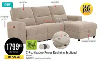 The Brick Meadow 2-Piece Right-Facing Chenille Fabric Power Reclining Sectional with Storage Chaise - Taupe offer
