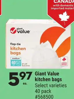 Giant Tiger Giant Value kitchen bags offer