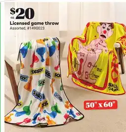 Giant Tiger Licensed game throw offer