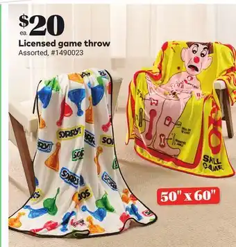 Giant Tiger Licensed game throw offer