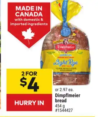 Giant Tiger Dimpflmeier bread offer