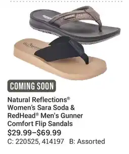 Cabela's Natural Reflections Women's Sara Soda & RedHead Men's Gunner Comfort Flip Sandals offer