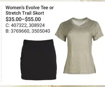 Cabela's Women's Evolve Tee or Stretch Trail Skort offer